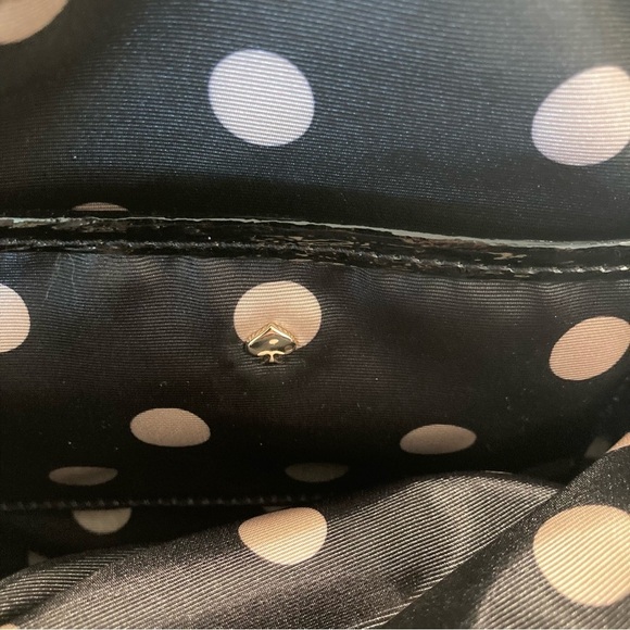 KATE SPADE  Patent Leather Polka Dot Lining BackPocket Handbag Purse Satchel - Picture 12 of 14